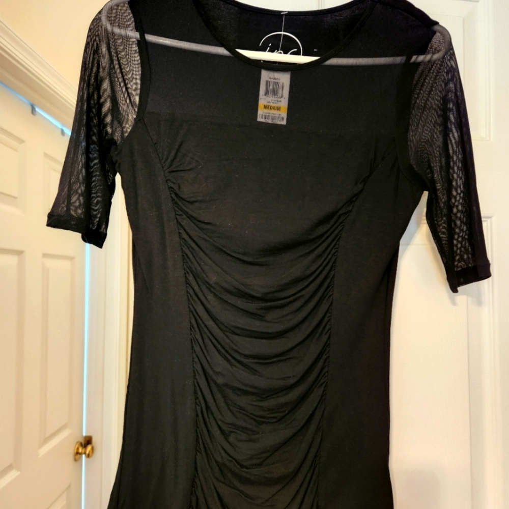 INC International Concepts black top with mess sleeves. Size Medium.